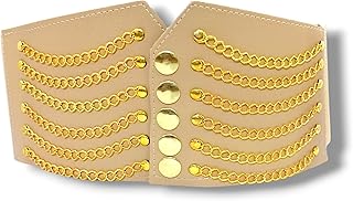 Women's Wide Belt Chain Model - Premium Leather Elastic Elastic Imported - Belt for Dress and Occasions - Simple and Delicate Design - Fashion 2025