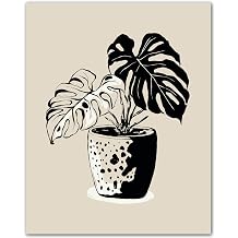 ZUKIY Potted Monstera Sketch - 8x10 Unframed Monstera Plant Wall Art - Single Flower Botanical Print for Bedroom Office Living Room Hallway or Gallery Wall - Minimal Botanical Decor Poster