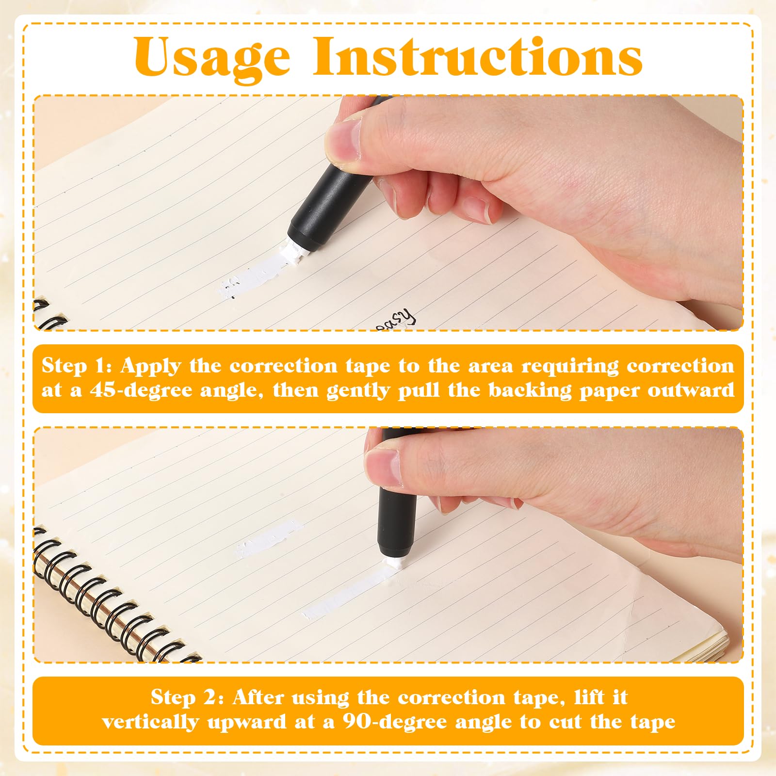 Bruislard Correction Tape Pens, Push Pull Protective Case, Comfortable Pen Shape, Instant Applicator (Correct Tape Core Size 1/2" x 27.5") 6 Pack 2