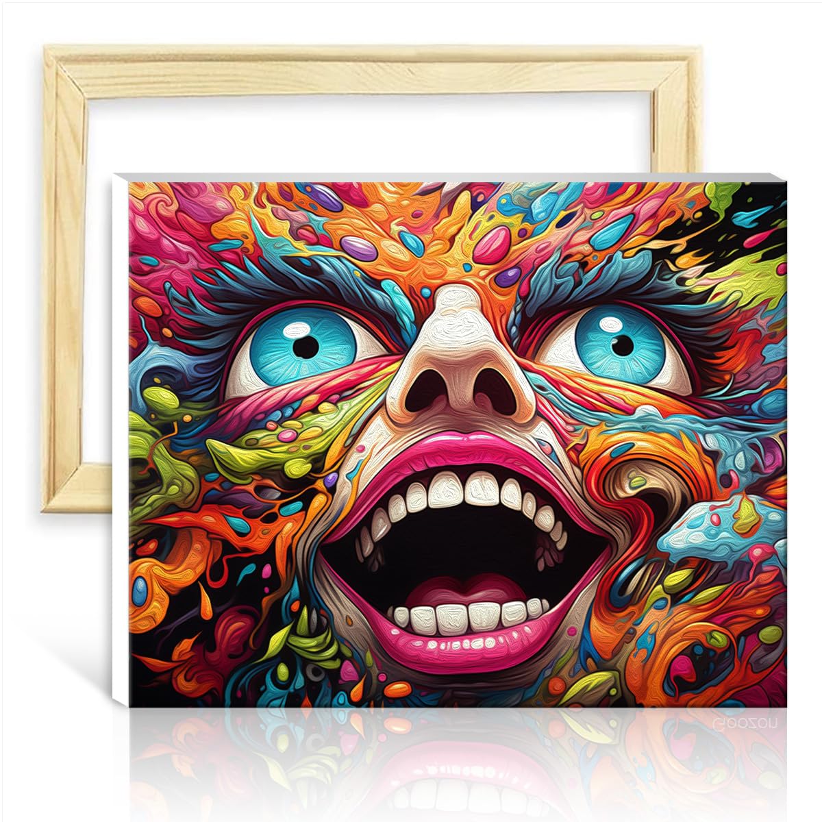 TANGFEIY Paintting Canvas Oil Painting Kit Huge Monster Head Adults Beginner Canvas Oil Painting Kit with Brushes and Acrylic Pigment on Canvas with Frame(30x40cm) — image 1