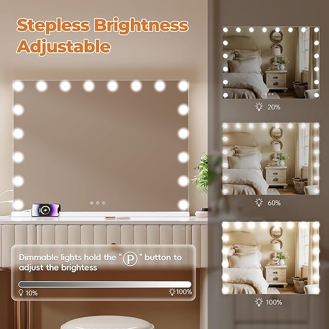 Espejo de Maquillaje ZL ZELing con Luces LED, 80x60 cm, 10X Aumento, Control Táctil miniatura 3