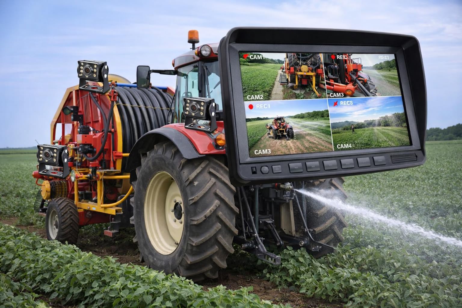 Farming Camera/krishi Camera Tractor 7 Inch Split Screen Monitor Camera 4 Channel LCD/TFT for Irrigation Recording Monitoring System-picture-42
