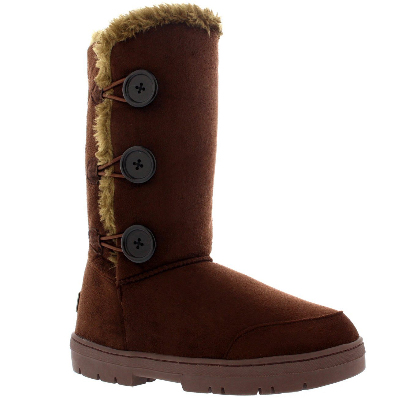 Holly Womens Triplet Button Waterproof Winter Snow Boots - Brown - 5-38 - AEA0156