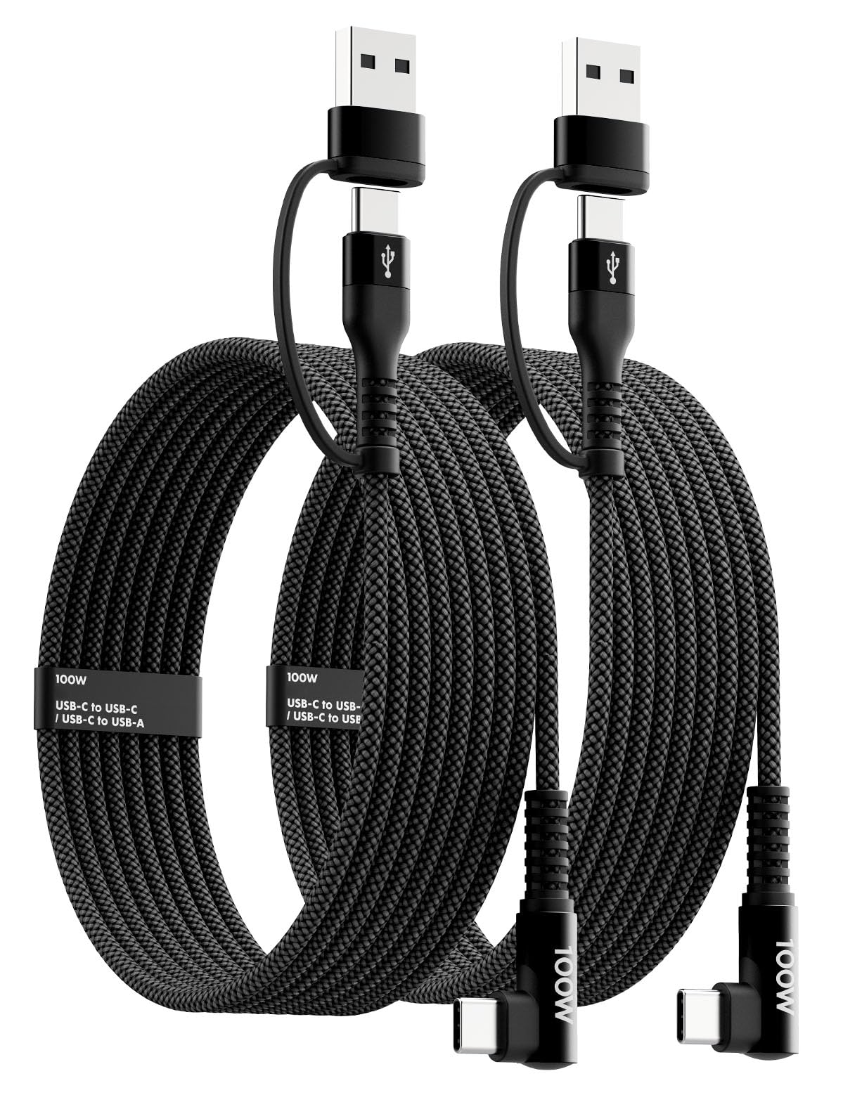 Photo 1 of 100W Fast USB C Charger Cable Right Angle, [2Pack 6ft] USB C to USB C Cable, 90 Degree Type C Braided Charging Cord, for iPhone 15, Samsung Galaxy UItra S23, MacBook Pro 2020, iPad Pro/Air 4, Pixel
