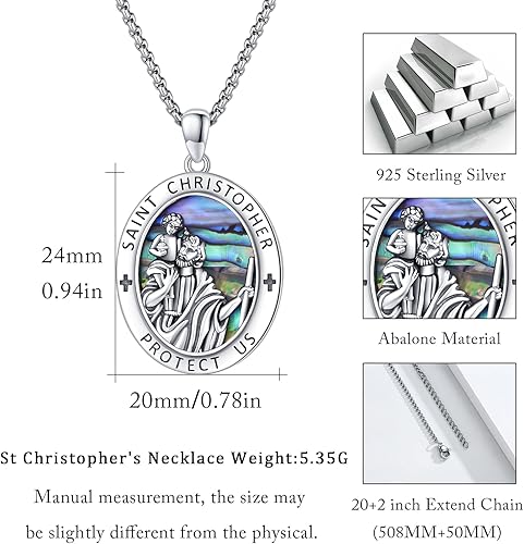 Vista 168 de Collar con colgante de plata de ley 925 con medalla de San Patrón, joyería religiosa para hombres y mujeres, con cadena de acero inoxidable 316L