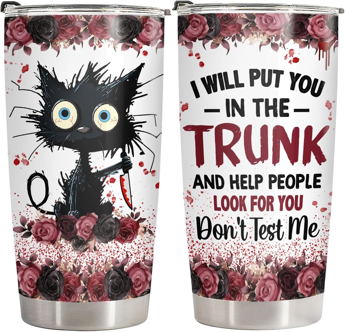 34HD Crazy Cat Put You Trunk Funny Lover 20 oz Tumbler, Halloween Present