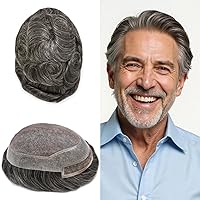Vista 41 de Toupee - Sistema de cabello humano de repuesto con encaje frontal para hombre, extensiones de pelo tipo tupé mono PU para hombres