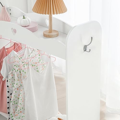 Miniatura 6 de RELIANCER Armario de disfraces para niños con espejo, armario colgante abierto con estante para ropa, vestidor de almacenamiento de disfraces para