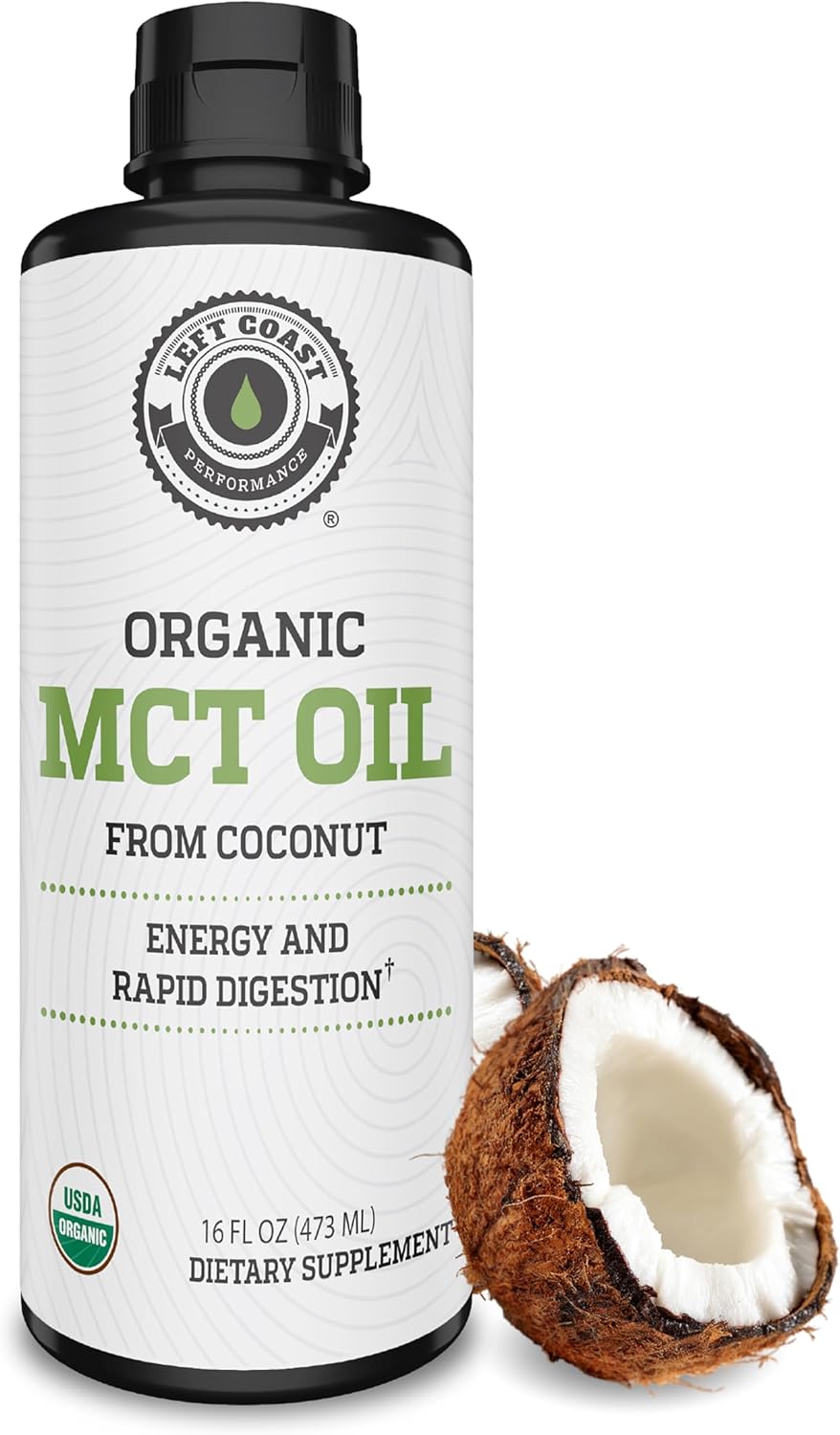 Left Coast Performance Aceite MCT Orgánico de Coco 473.12 ml Botella Unidad