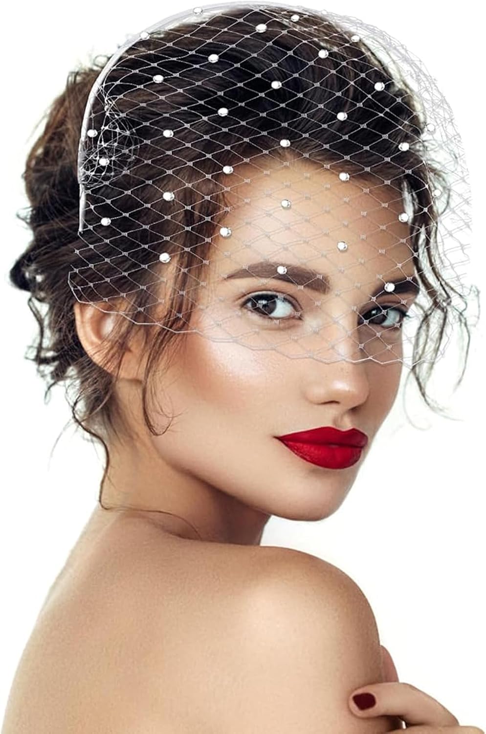 Mesh Veil Headband Fascinators Hat 1920s Headpiece for Women