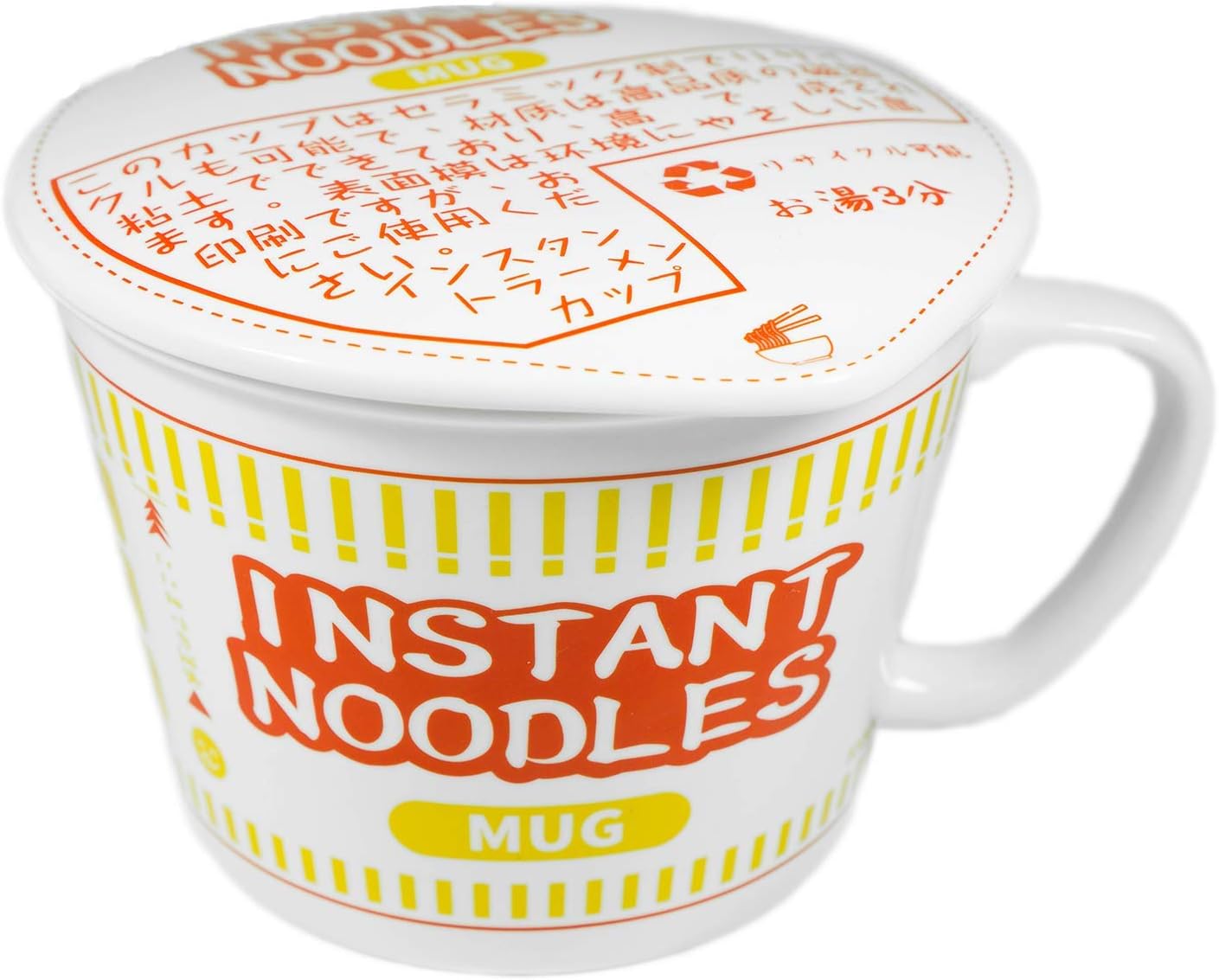 AsianGlo Original Ceramic Instant Noodle Ramen Soup Bowl Mug with Lid (34 Oz, Red