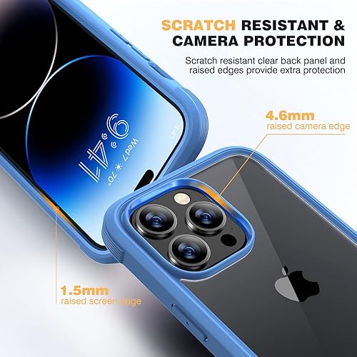 Miniatura 402 de Diaclara - Funda diseñada para iPhone 14 Pro Max, resistente, de cuerpo completo, con protector de pantalla sensible al tacto y antiarañazos + Blanco