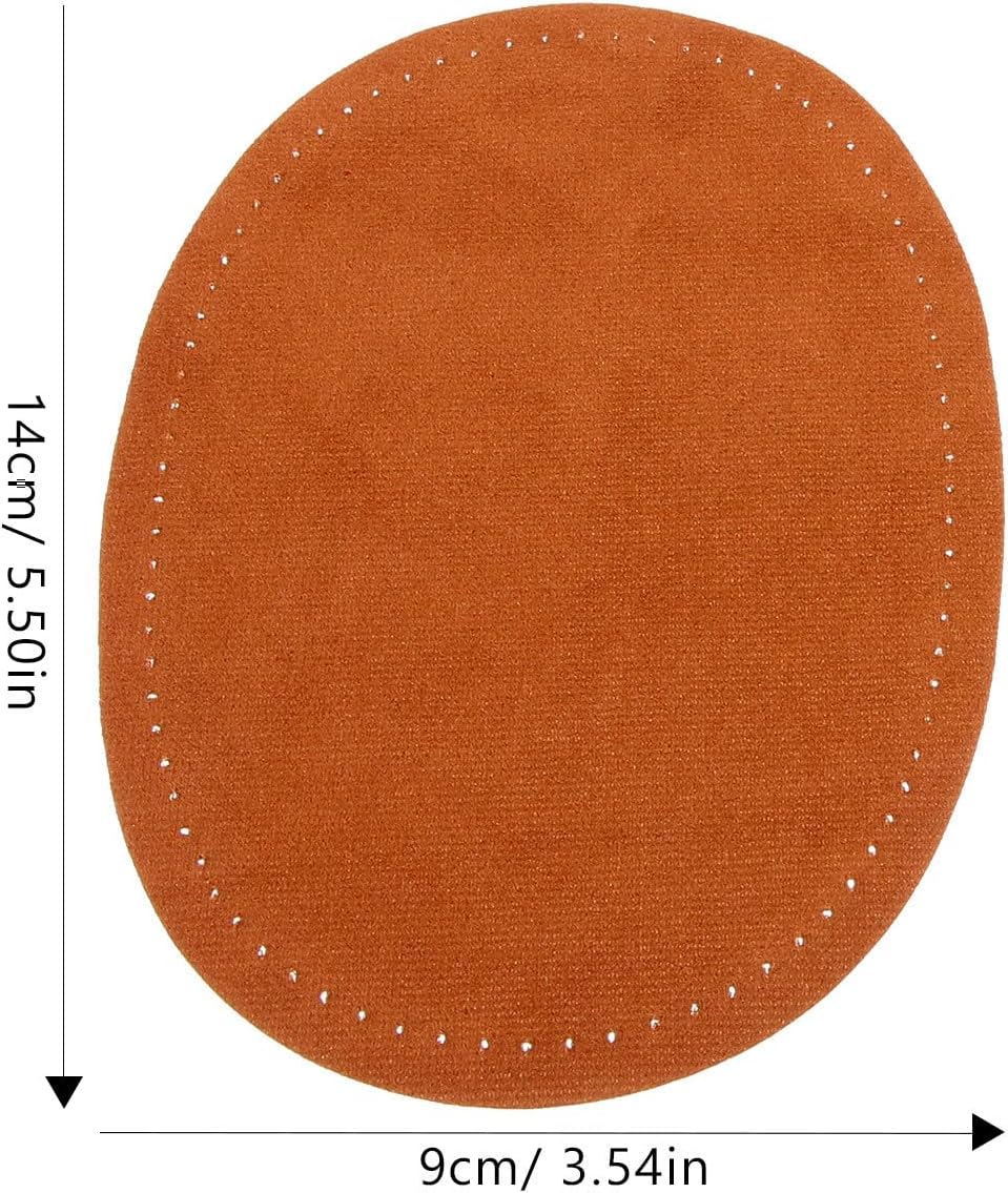 Oval Elbow and Knee Appliques Patches for Clothes, 1 Pair Deep Brown Pu Fabric Repair Patches Pre-Cut Holes, Sturdy Sewing Decoration for Jackets, Sweaters, and Sportswear