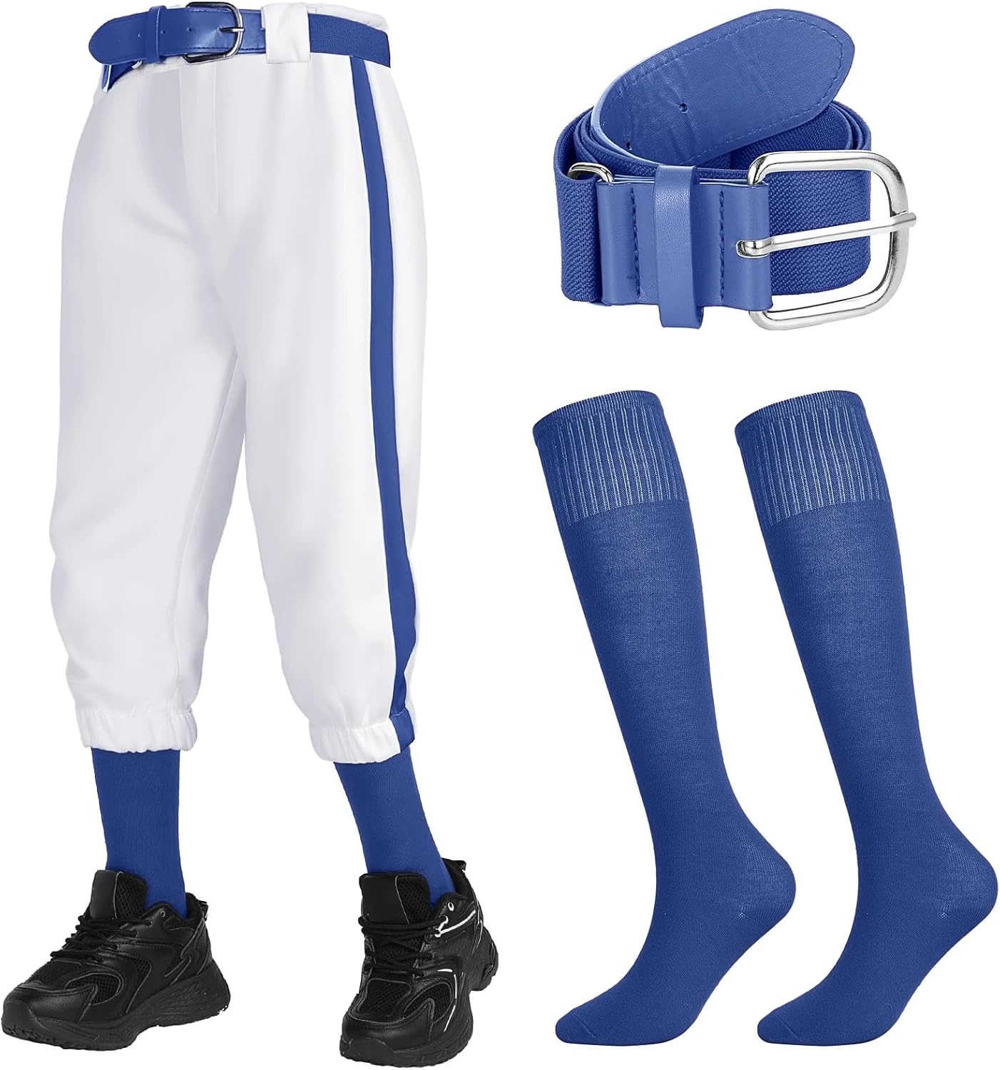 Cozypower 3 Pcs Baseball Pants Combo Set Men Youth Boy and Girls Softball Pants with Socks and Belts