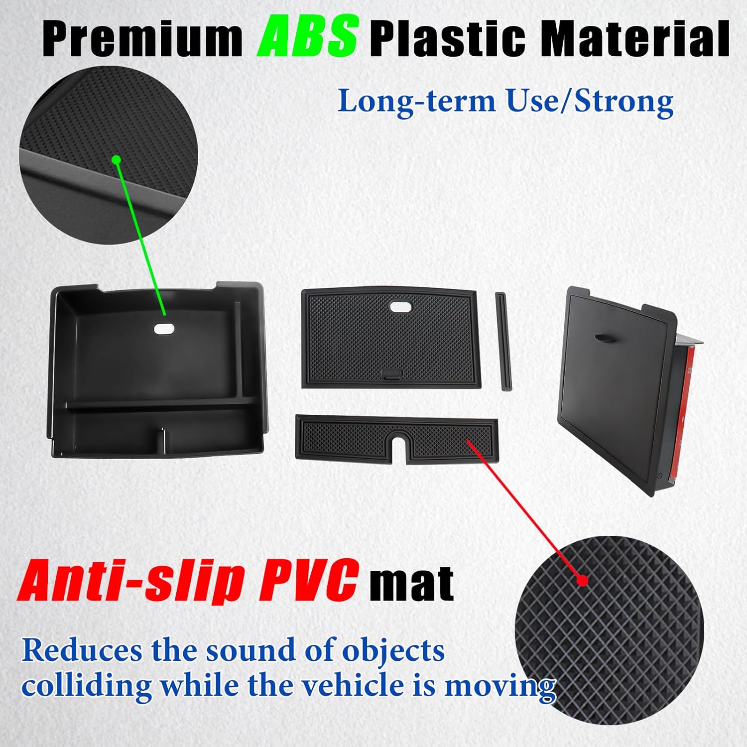 2PCS Center Console Organizer Tray Compatible with 2024 2025 2026 Toyota Tacoma Armrest Hidden Storage Box ABS Plastic Interior Accessories