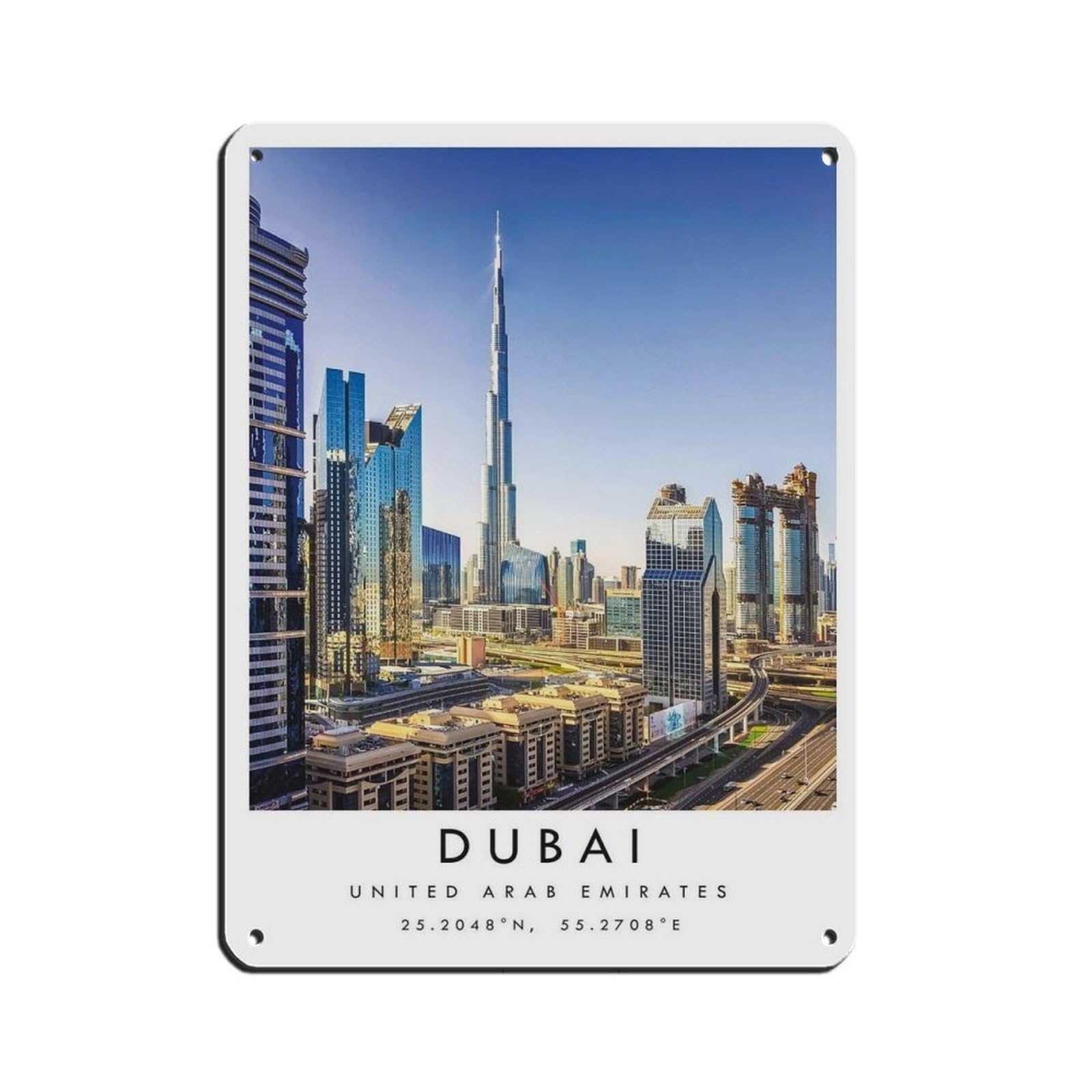 Dubai Travel, Dubai Poster Tin Sign Vintage Metal Pub Club Cafe Bar Home Wall Art Decoration Poster Retro 12x16inch(30x40cm)