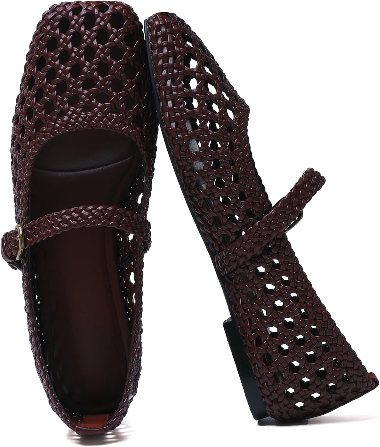 Mostrin Ballet Flats Woven Mary Jane Shoes Women Ballerina Flats Mesh Closed Toe Spring Summer Shoes Casual Dressy