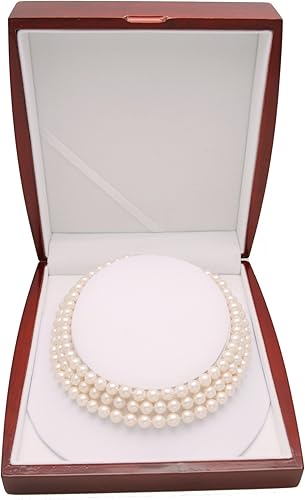 Miniatura 2 de New Legend Pearls AAA 0.295-0.315 in Collar de perlas blancas de agua dulce cortadas 3 hebras 14 pulgadas 15 pulgadas 16 pulgadas, Perla, multi