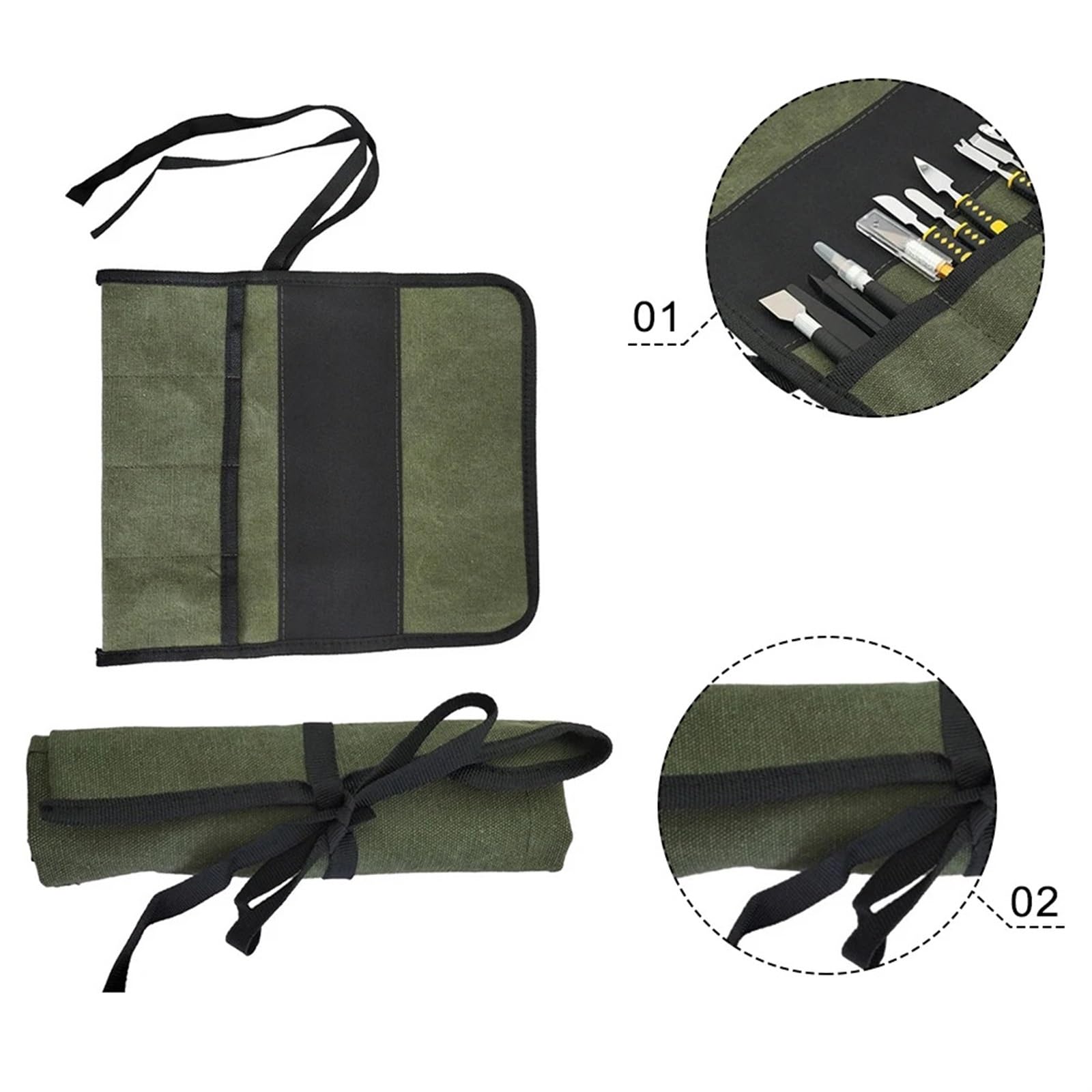 Bolsa De Herramientas Enrollable Tela Oxford Gris 33x27cm