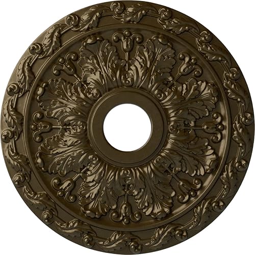 Vista 56 de Ekena Millwork CM19SP Medallón de techo de hojas de resorte, 19 7/8 "OD x 3 5/8" ID x 1 1/4 "P, imprimado en fábrica Imprimación de fábrica.