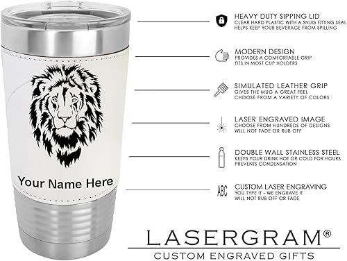 Vista 18 de LaserGram Vaso aislado al vacío de 20 onzas, pez bajo, grabado personalizado incluido (piel sintética, gris)