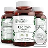 Soy Lecithin 1200 mg Dietary Supplement - Brain Function, Liver Health, Hepls Breast Health, Memory Boosting Supplement - Gluten-Free, BPA-Free, 100 Softgels in Recyclable Glass Bottles