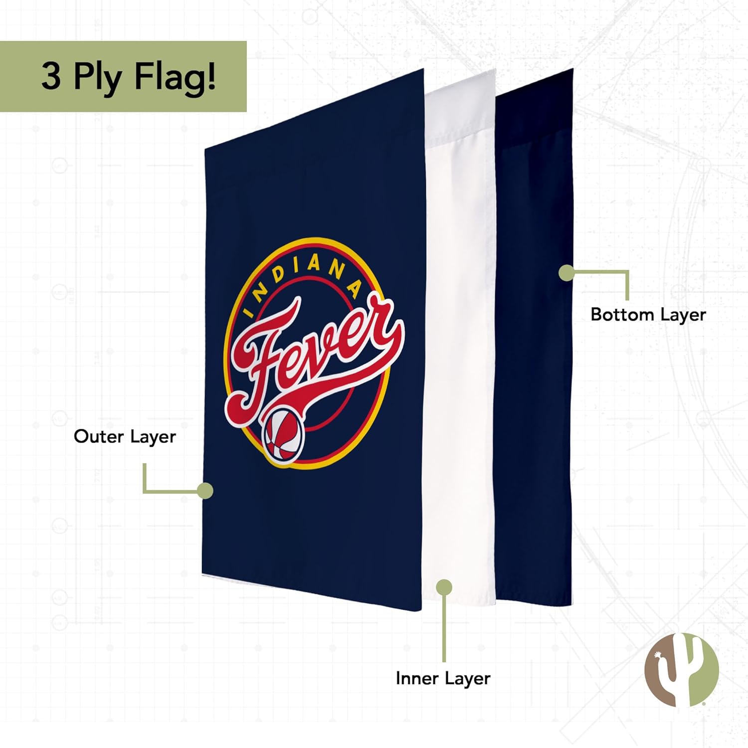 Desert Cactus Indiana Fever Garden Flag – 19 x 12 Inch WNBA Team Banner, for Outdoor Display and Events (Design A)