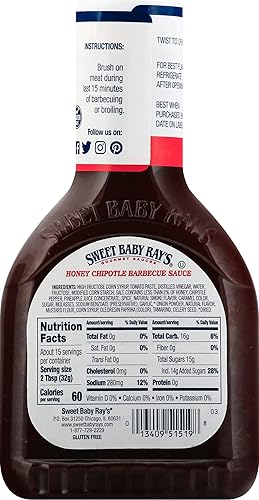 Miniatura 3 de Sweet Baby Ray's Salsa de barbacoa, chipotle de miel (18 onzas (paquete de 4))