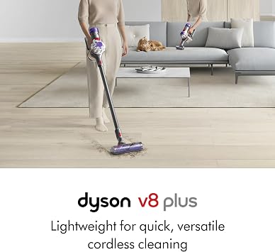 Dyson V8 Plus Cordless Vacuum, Cleans Hard Floors and Carpets, Detangles, Converts to Handheld, 115AW, 2 Power Modes, Up to 40 Minutes1