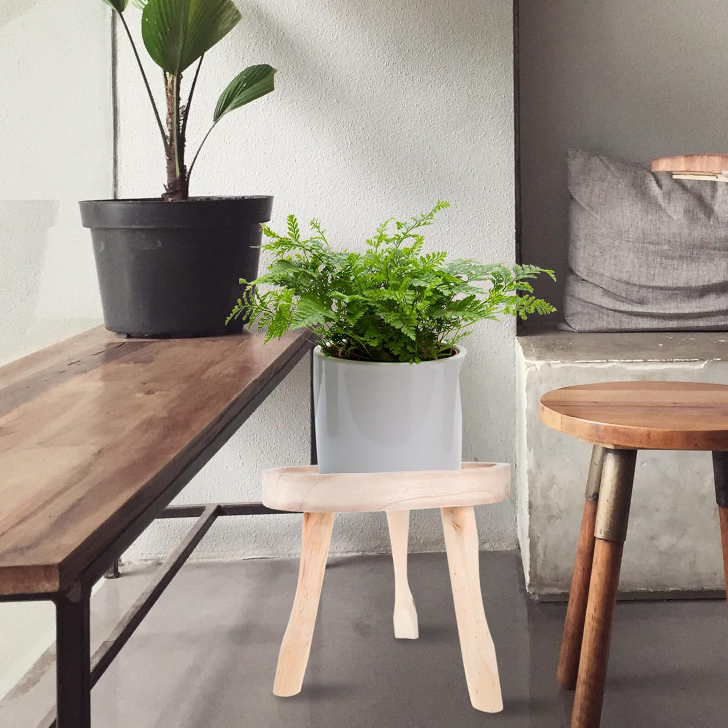 Lurrose Detachable Wooden Plant Stool with Smooth Surface Multi-purpose Plant Stand for Small Pots Succulents Vases Practical Indoor Outdoor Riser for Balcony Living Office Decor