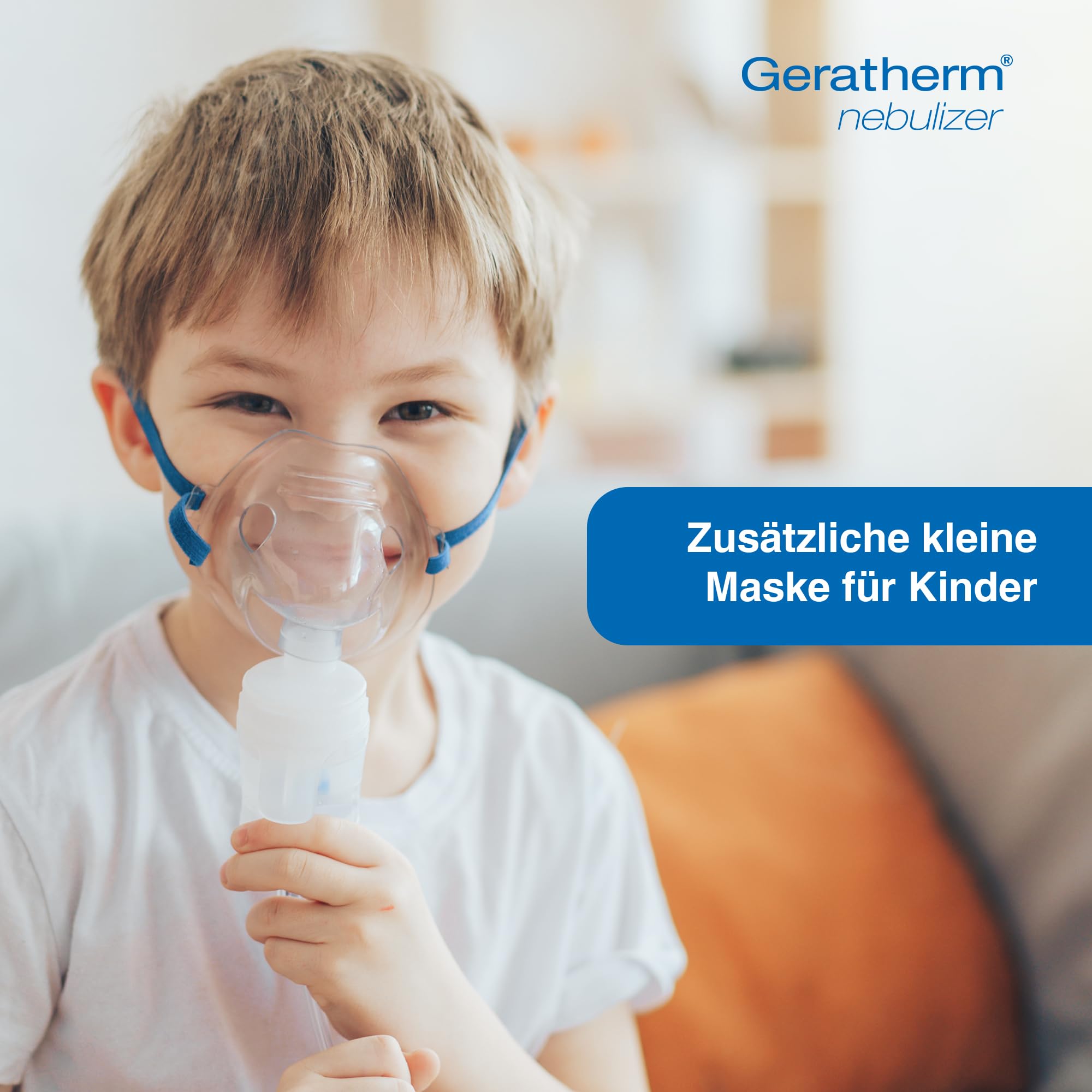 Geratherm nebulizer Kompressor-Inhalationsgerät für Kinder und Erwachsene | Leiser Betrieb ≤ 60 dB: Partikelgröße 1–5 μm für die tiefen Atemwege, inkl. Masken, Schlauch und 5 Filtern