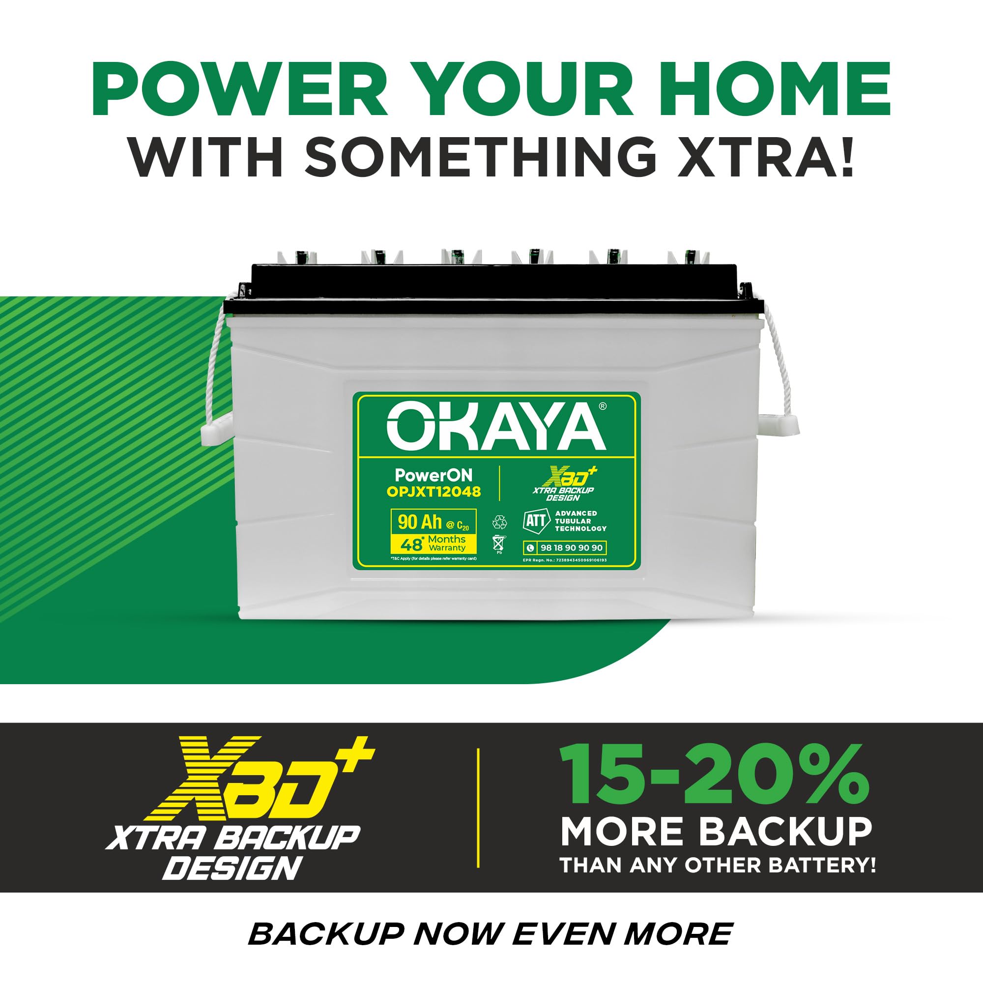 OKAYA OPJXT12048 90Ah Inverter Battery thumbnail 4