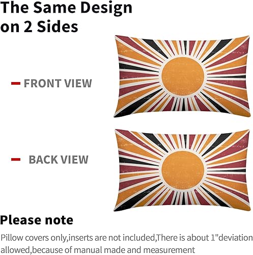 Vista 58 de Juego de 2 fundas de almohada de sol bohemias verdes de 16 x 16 pulgadas, diseño bohemio, amanecer, puesta de sol, estampado abstracto de sol, Sun7