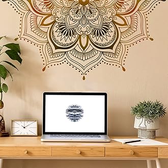 Mandala Floral Wall Stickers Decals Peel and Stick Art Decor Removable PVC Decal for Background Living Room Decorative Bedroom