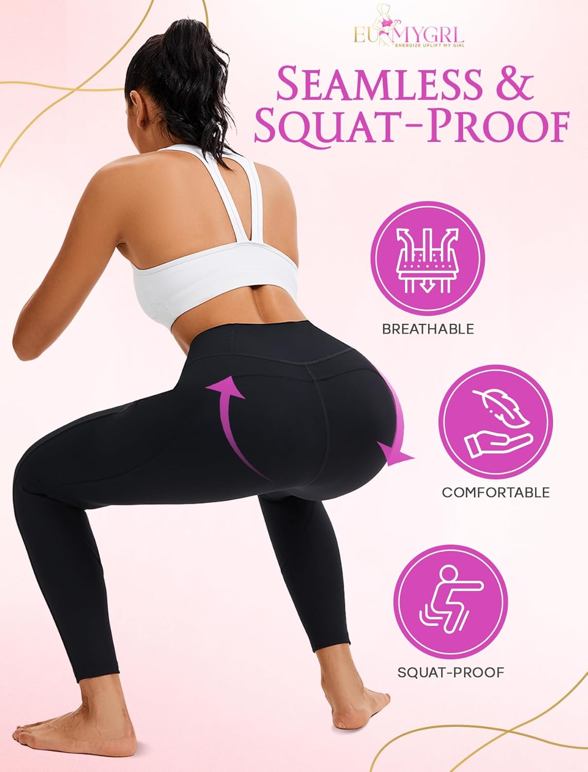 High Waisted Butt Lifting Leggings for Women–Tummy Control Seamless Workout Tights, Activewear Yoga Pants - Image 2
