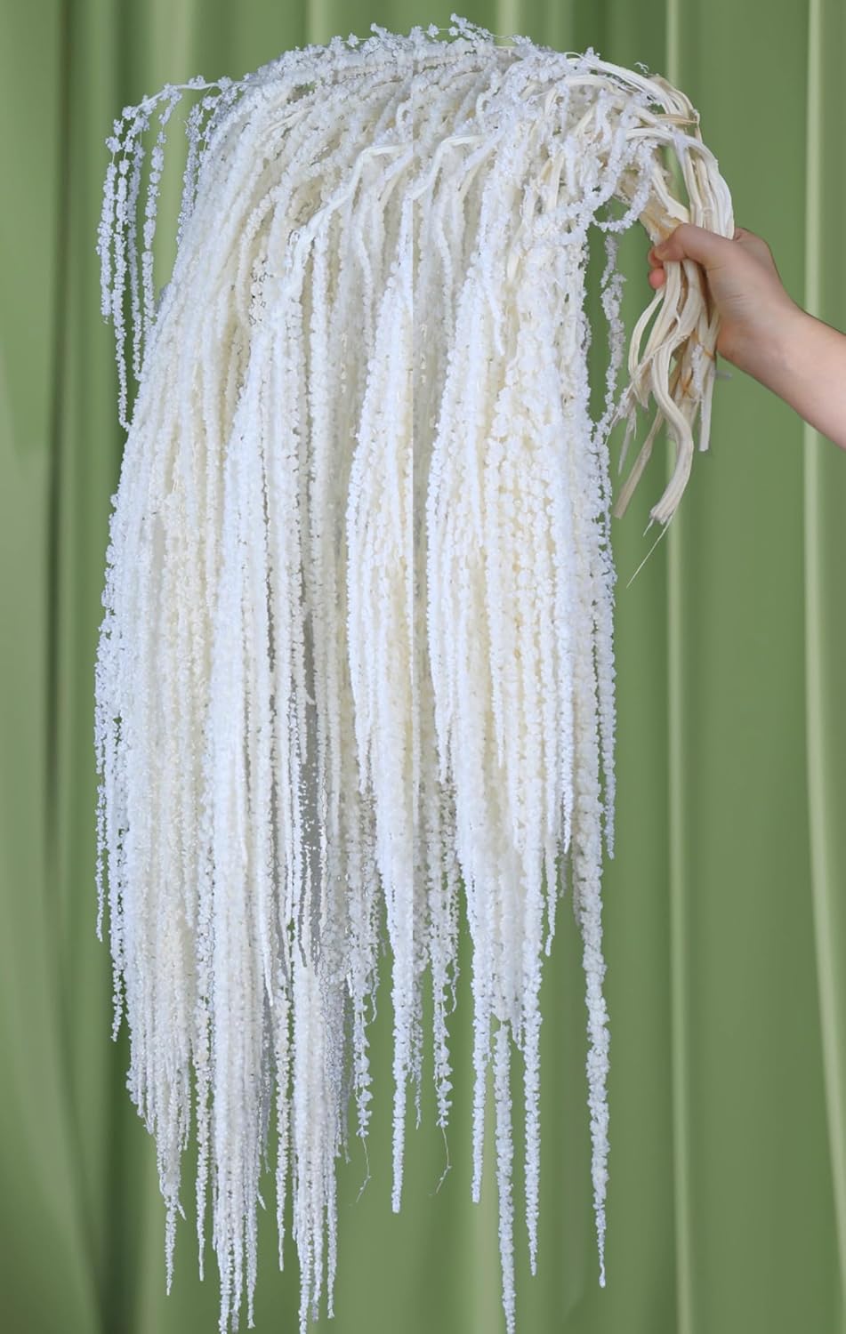 15Pcs Ivory White Dried Hanging Amaranthus Flowers - 23"-27" Cascading Dried White Flower Stems for Wedding Arch, Vase Arrangements, Home Decor, Table Centerpieces