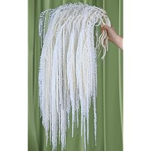 15Pcs Ivory White Dried Hanging Amaranthus Flowers - 23"-27" Cascading Dried White Flower Stems for Wedding Arch, Vase Arrangements, Home Decor, Table Centerpieces