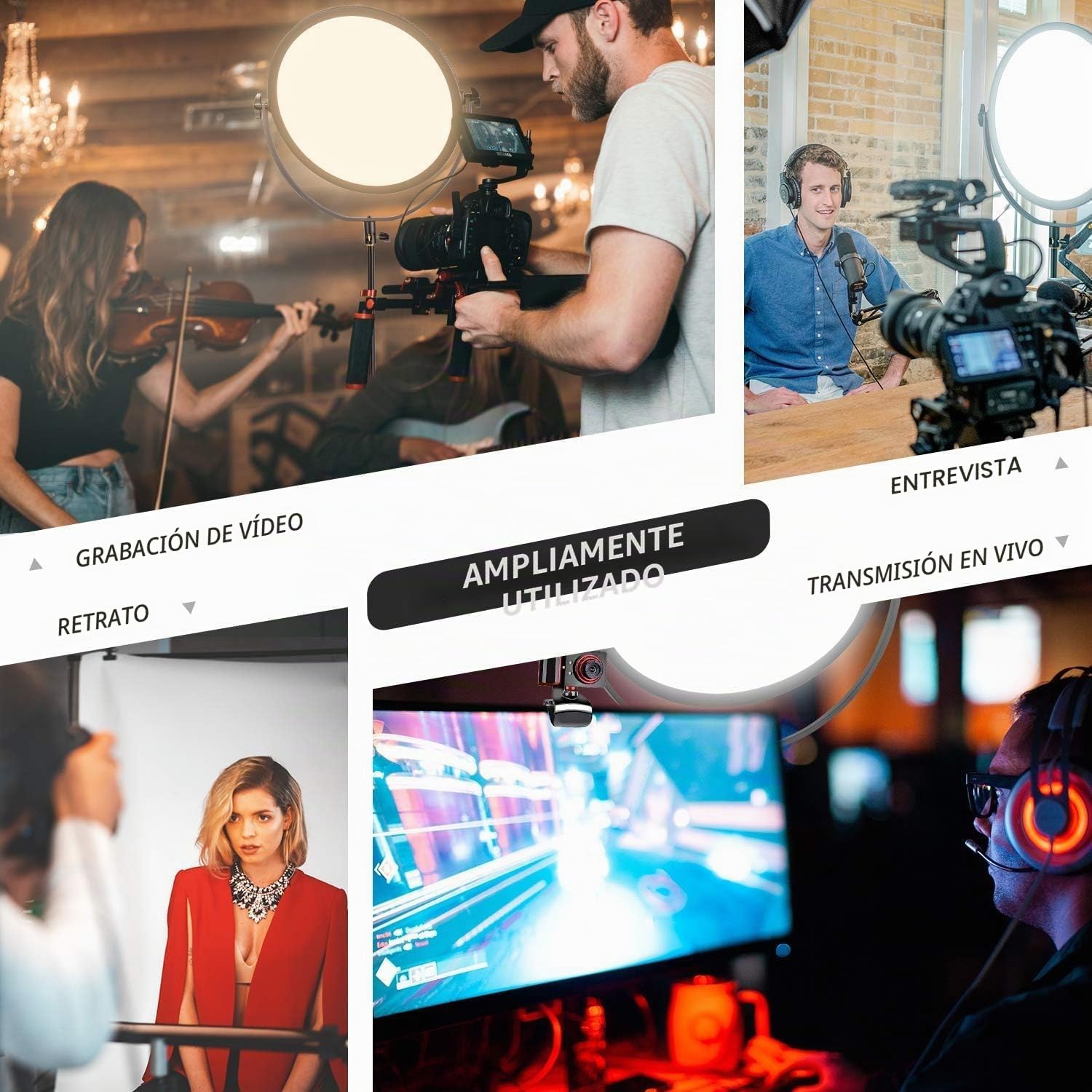 Neewer LED Iluminación Redonda Estudio Bicolor, Luz Ultrafina con Borde Estudio, Luz Retrato Regulable 21" y 70W con Soporte Batería Adaptador AC Control Remoto Inalámbrico 2,4G (Batería No Incluida)