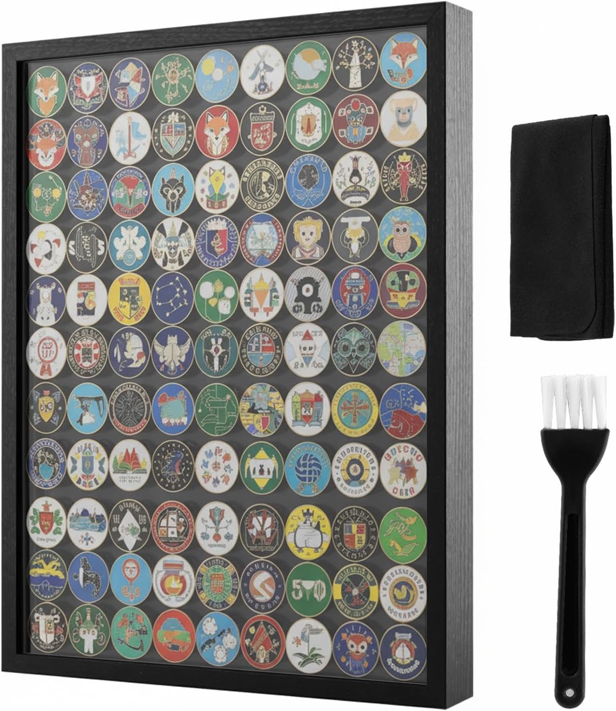 16" X 12" Pin Display Case, Enamel Pin Display Frame, Pin Collection Display, Shadow Box for Wall and Tabletop Display, Pins Holder for Enamel Pins, Medals, Jewelry, Memorabilia