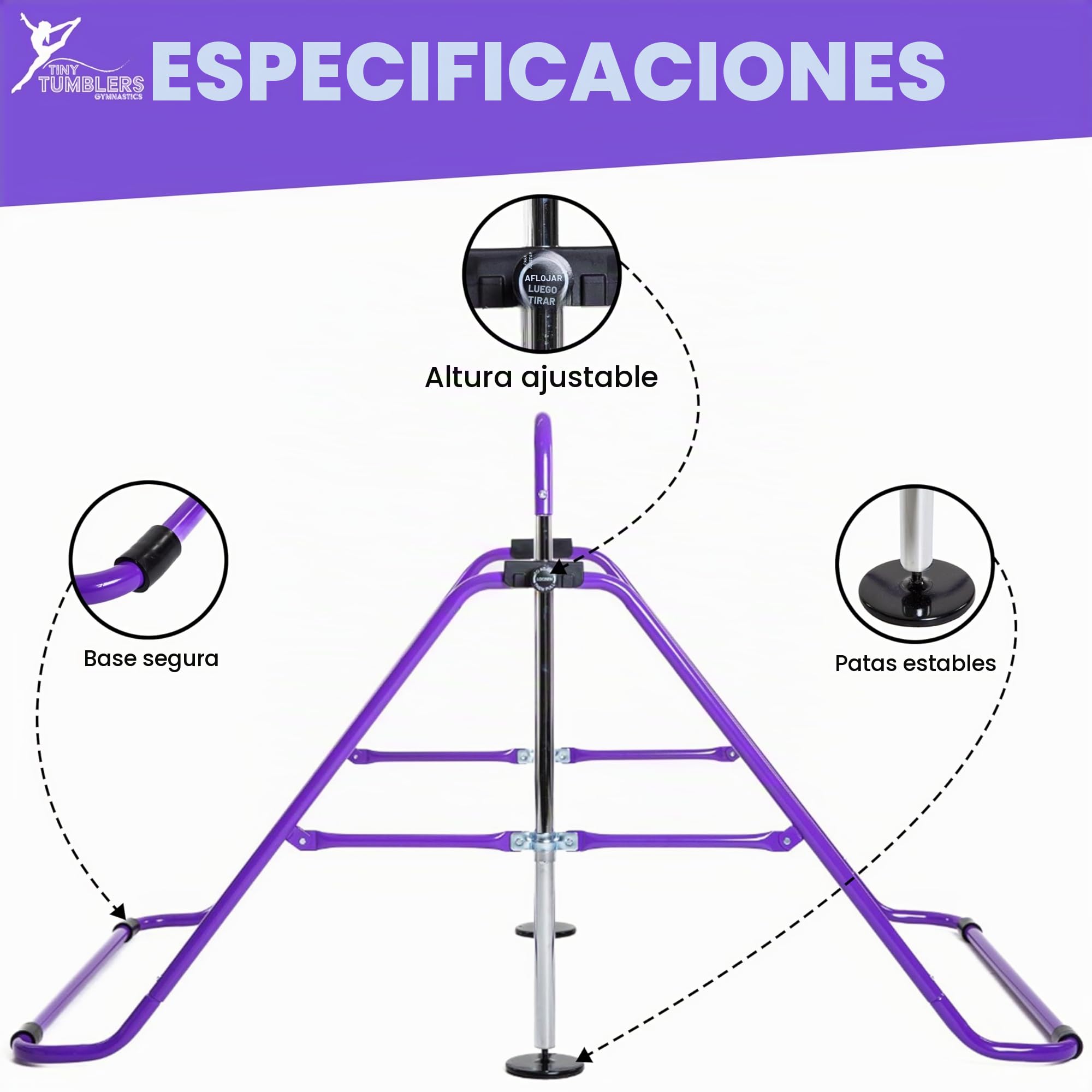 Barra de gimnasia para interiores y niños, altura ajustable para el hogar, estable y segura, barra de gimnasia con anillos y asas, resistente