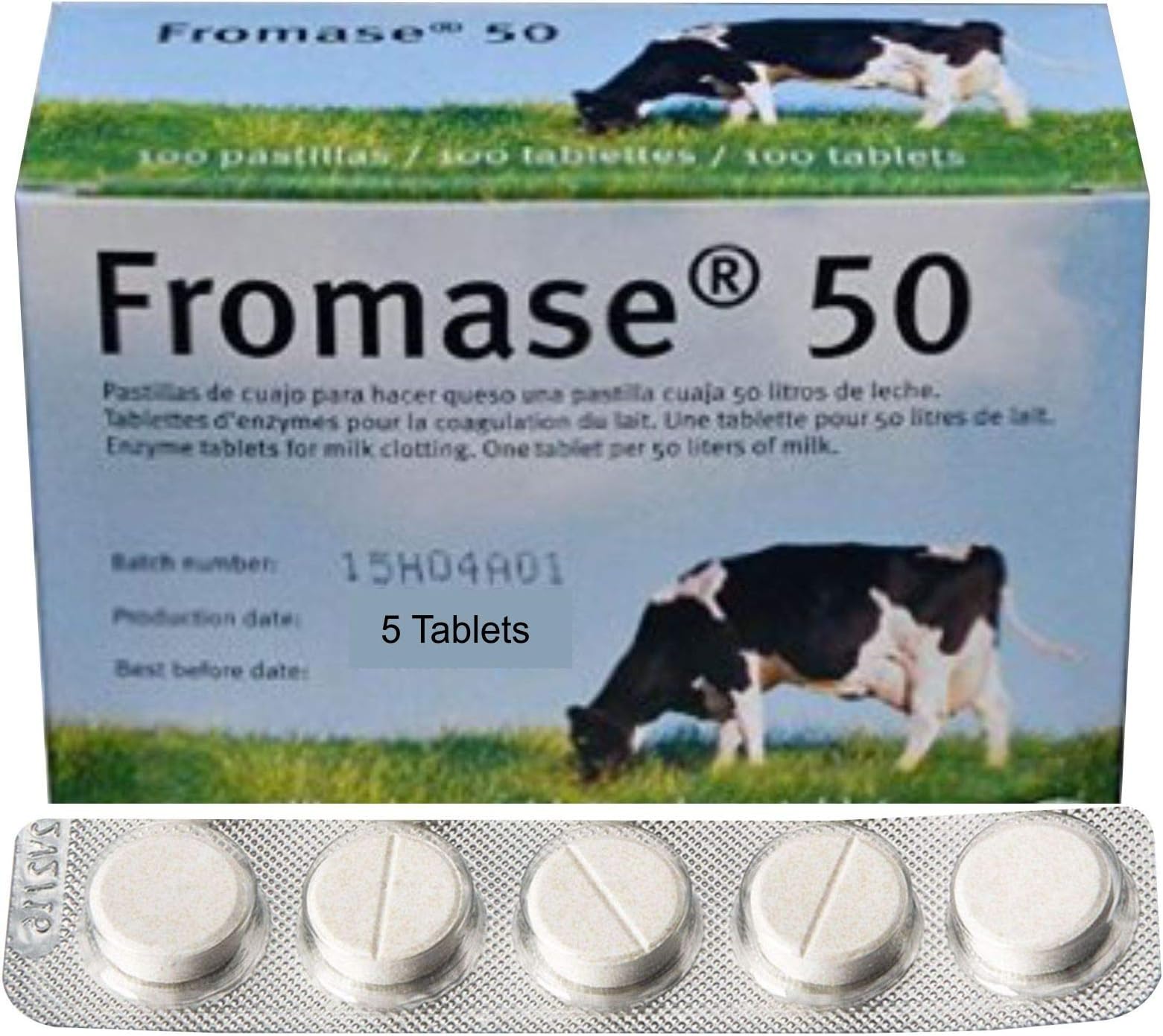 Rennet Tablets/Fromase 50/5 Tablets / 5 PASTILLAS / 5 5 TABLETTES Made in France