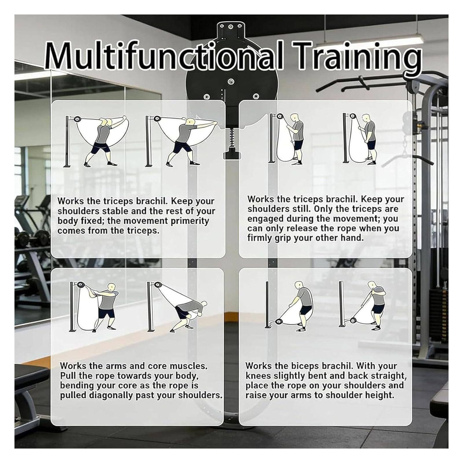 Endless Rope Trainer,Pulley Cable Machine,Endless Rope Trainer,Adjustable Resistance, Small Footprint and Easy To Install for Muscle Endurance, Upper Extremity Physical Training