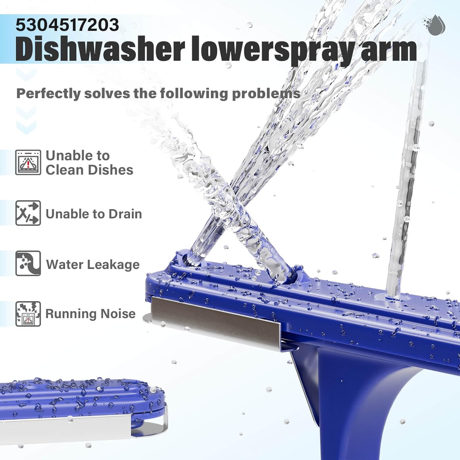 5304517203 1545680 Dishwasher Lower Spray Arm Compatible with Frigidaire Kenmore Replacement Parts EAP12585623 5304506526 154250801 154568002 154414101 154250901 530450652 1542508 154568001 (2-Packs)