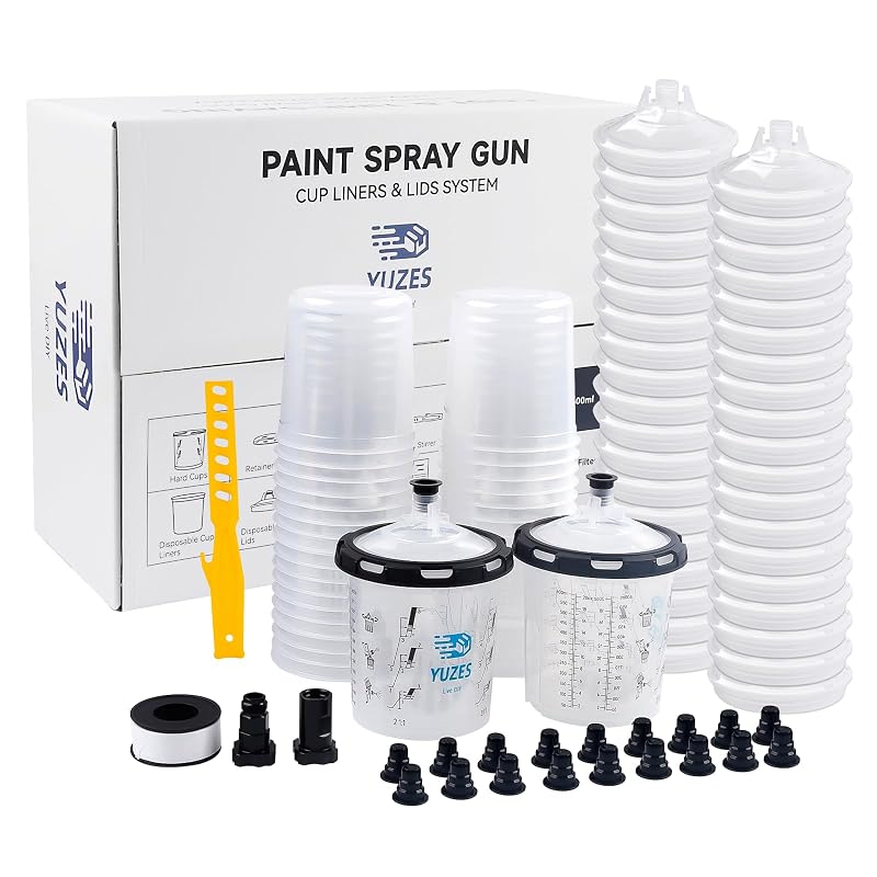 Kit de Copos Descartáveis para Pistola de Pintura YUZES, 40 unidades de 591 mL com Filtros de 125 Micra e Adaptadores