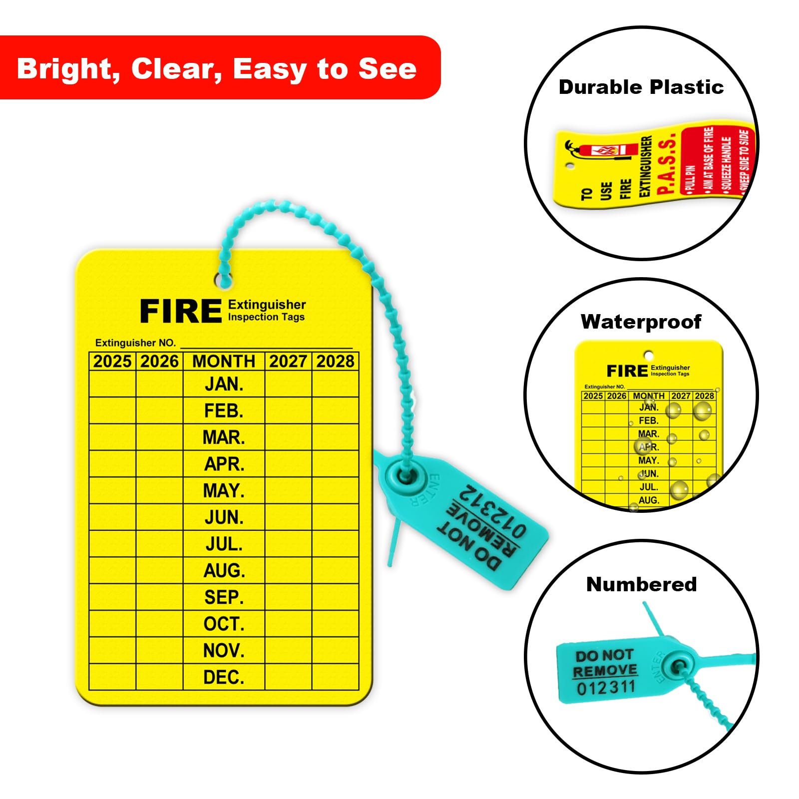 Fire Extinguisher Tags - Monthly Inspection Kit -6 Fire Extinguisher Tags - Monthly Inspection Kit -6
