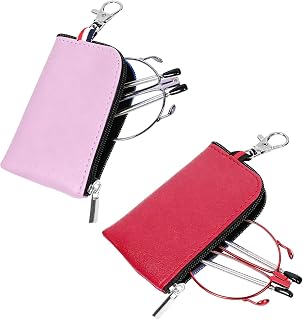 MMOWW 2 Pack Foldable Half Moon Reading Glasses Spring Hinges Portable Case | Foldable design with half-moon readers, flexible spring hinges, IP-plated frame, blue light blocking. Portable case included