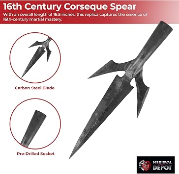 MedievalDepot Functional & Fantasy Spear Heads (16.5 Inches)