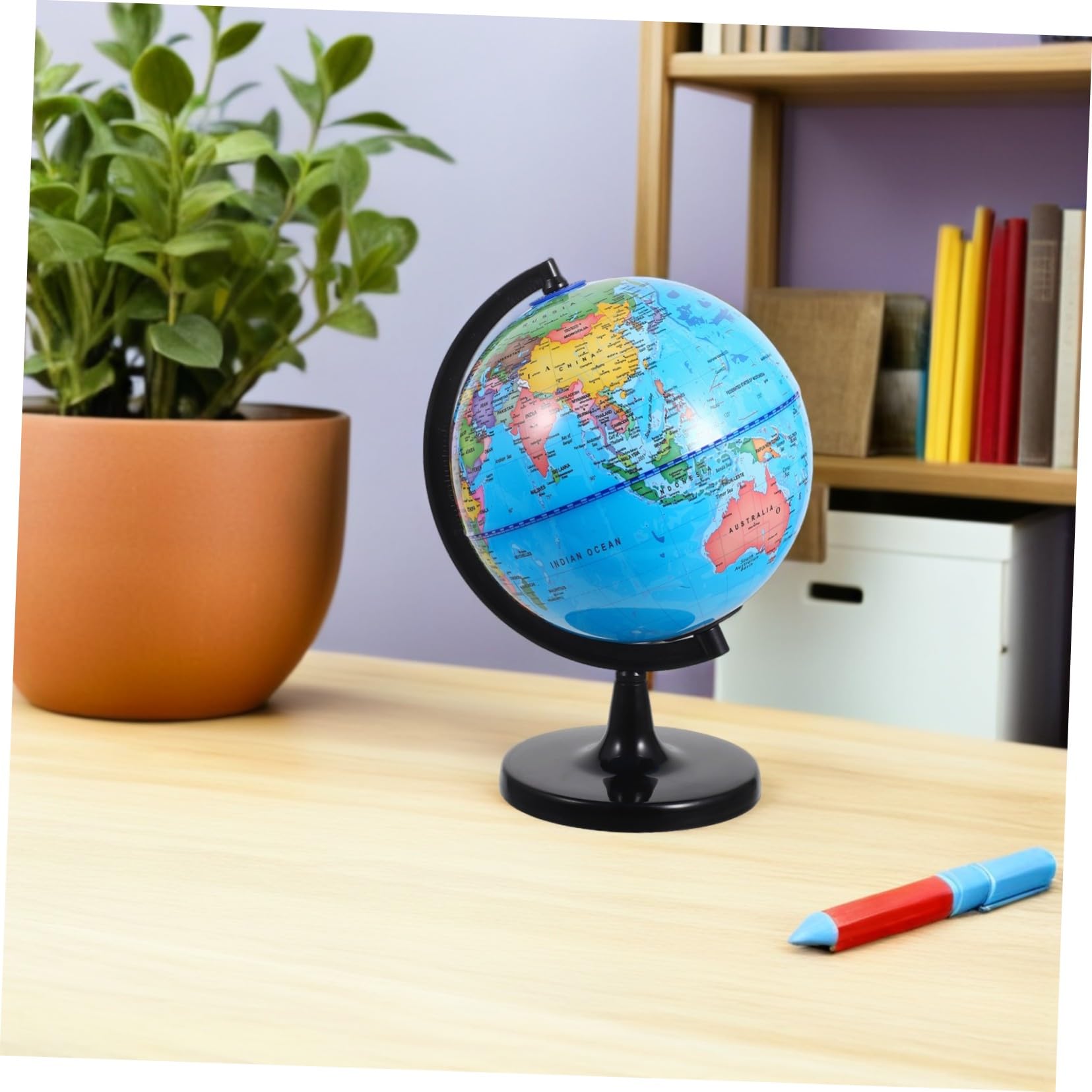 Housoutil Mappamondo Educativo Interattivo con Base Stabile in Plastica per Ragazzo Ragazza Mappa Geografica Mondiale per L'apprendimento a Casa in Ambienti Educativi