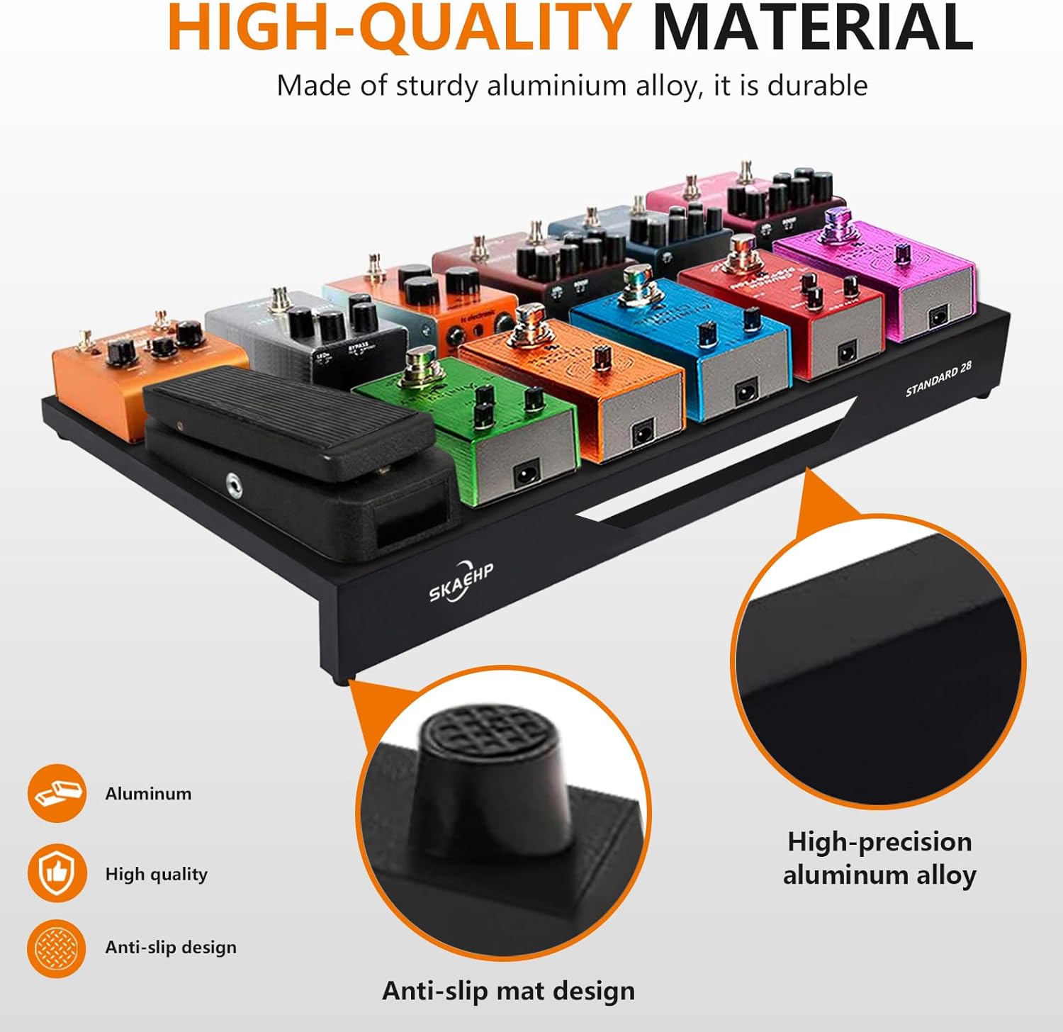 Guitar Pedalboard, Aluminum Alloy, 6.83 lb Lightweight Pedalboard, 28" x 13.78" with Carrying Case, Standard 18" - Aluminum Alloy
