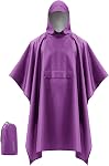 iCreek Hooded Rain Poncho Packable Unisex Raincoat Jacket with Pocket Waterproof Lightweight for Hiking, Camping, Outdoor